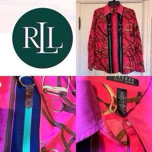 Like New Beautiful Ralph Lauren Printed Button Down Shirt, Size M